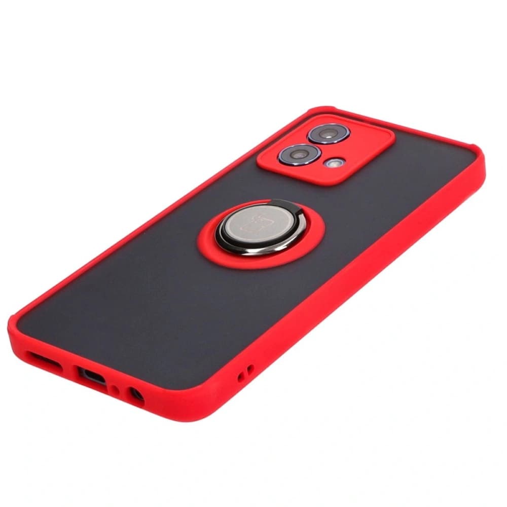 Bizon Case Hybrid Ring Motorola Moto G84 5G smoky with a red frame - 3