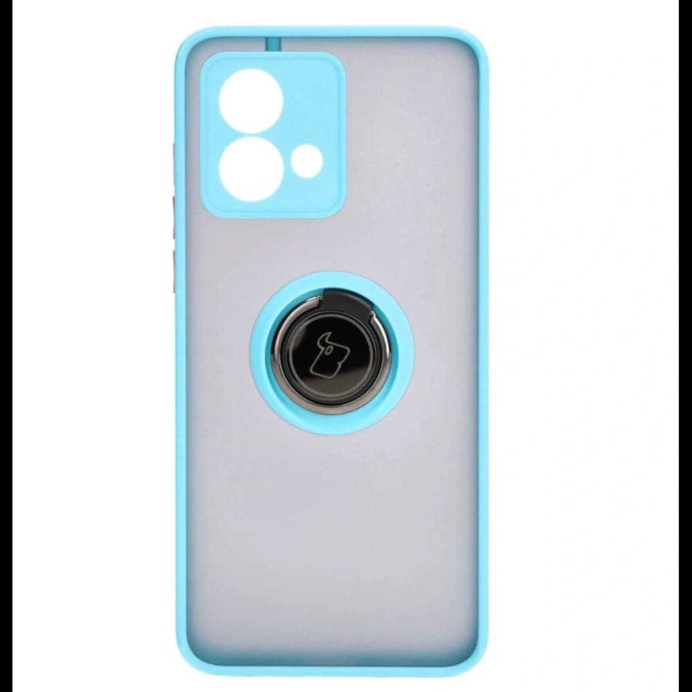 Bizon Case Hybrid Ring Motorola Moto G84 5G smoky with a light blue frame - 2