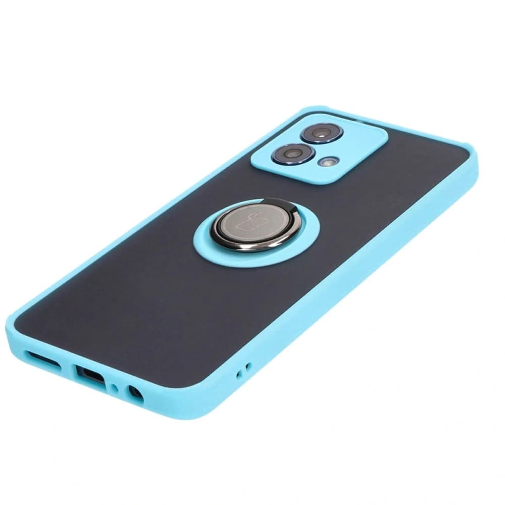 Bizon Case Hybrid Ring Motorola Moto G84 5G smoky with a light blue frame - 3