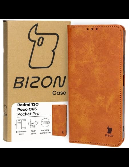 Etui z klapką Bizon Case Pocket Pro do Xiaomi Redmi 13C / Xiaomi Poco C65 hnědé