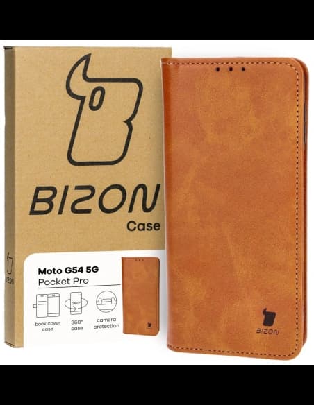 Etui s klopou Bizon Case Pocket Pro pro Motorola Moto G54 5G hnědé