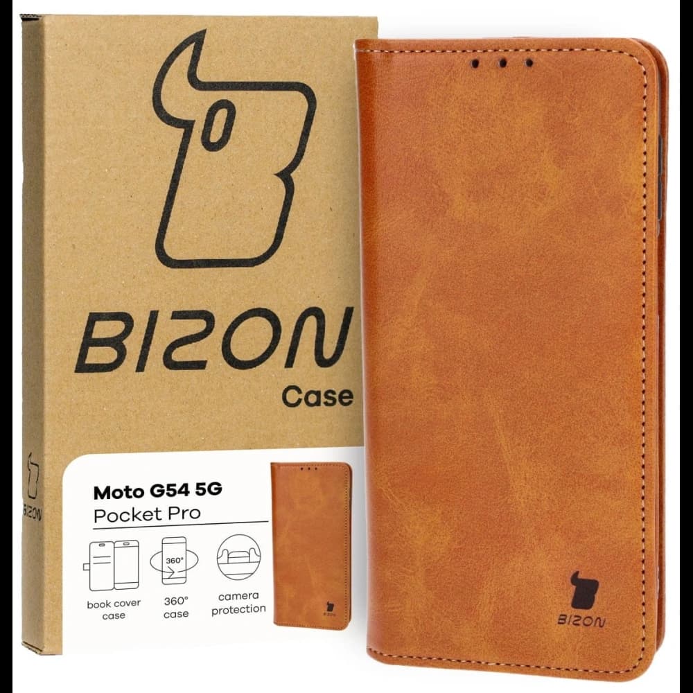 Etui s klopou Bizon Case Pocket Pro pro Motorola Moto G54 5G hnědé