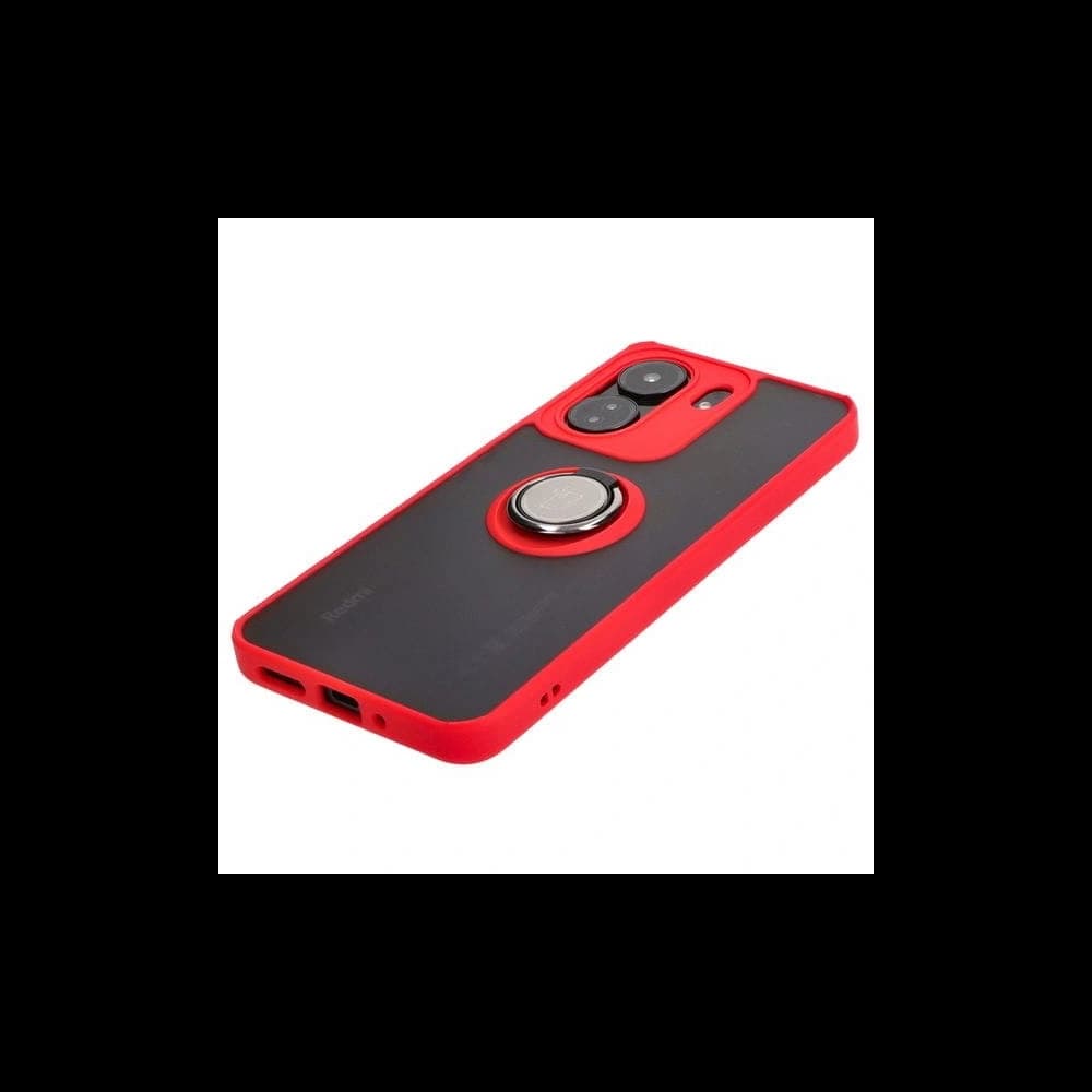 Bizon Case Hybrid Gyűrű Xiaomi Redmi 13C / Xiaomi Poco C65 füstös piros kerettel - 3