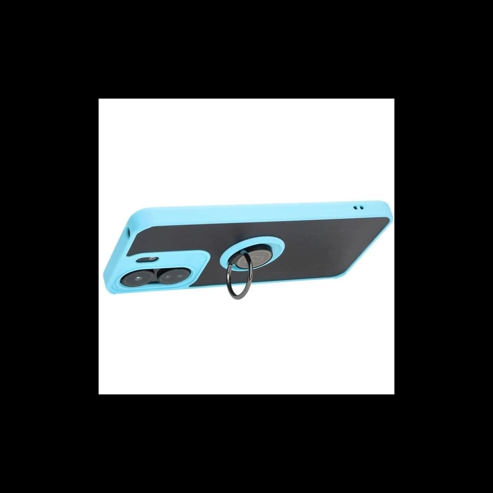 Bizon Case Hybrid Ring Xiaomi Redmi 13C / Xiaomi Poco C65 rauchig mit einem hellblauen Rahmen - 5
