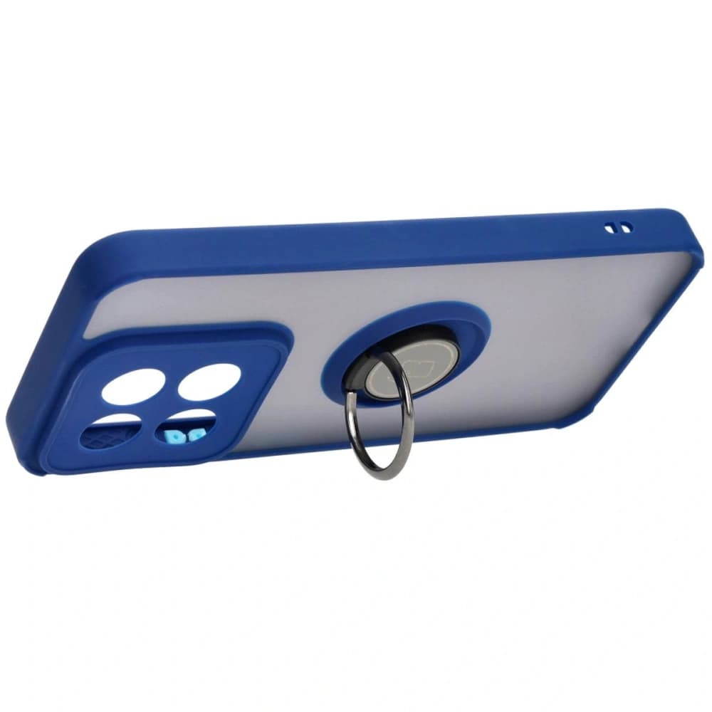Etui s úchytem na prst Bizon Case Hybrid Ring pro Xiaomi 14 kouřové s modrým rámečkem - 5