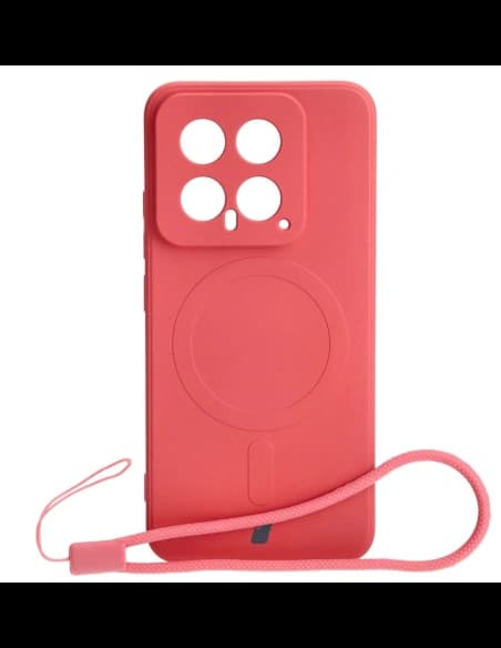 Etui Bizon Case Silicone Magnetic Sq do Xiaomi 14 špinavě růžová