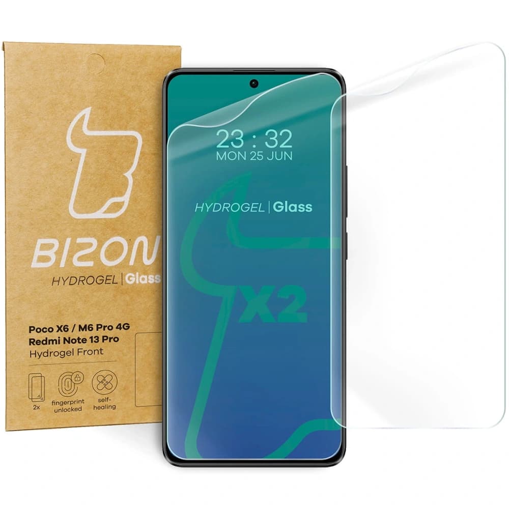 Bizon Glass Hydrogel Front Xiaomi Poco X6 / Poco M6 Pro 4G / Redmi Note 13 5G / Redmi Note 13 Pro 4G/5G [2 PACK] - 1