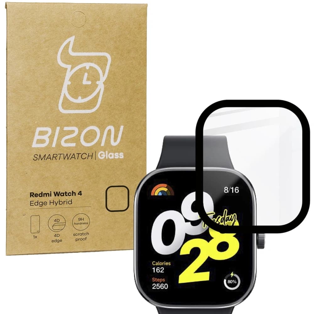 Hybridní sklo Bizon Glass Watch Edge Hybrid pro Redmi Watch 4 černé