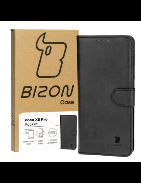 Etui s klopou Bizon Case Pocket pro Xiaomi Poco X6 Pro černé