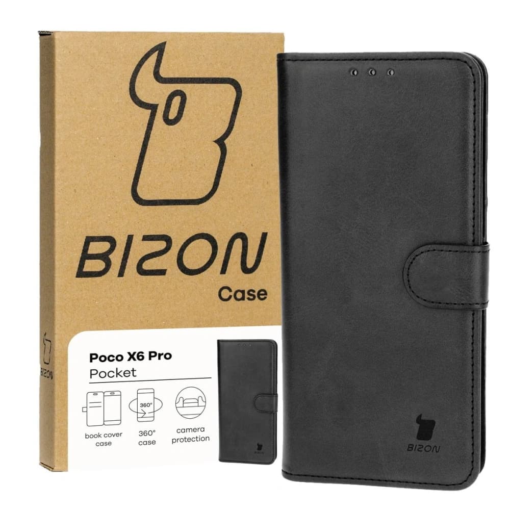 Etui s klopou Bizon Case Pocket pro Xiaomi Poco X6 Pro černé - 1