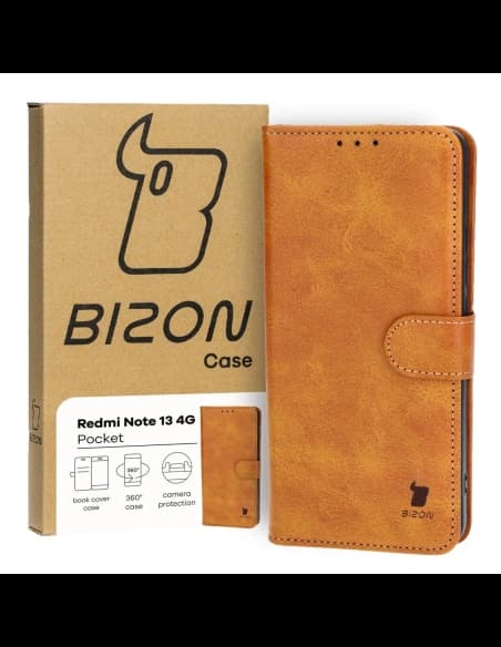 Etui z klapką Bizon Case Pocket do Xiaomi Redmi Note 13 4G hnědé