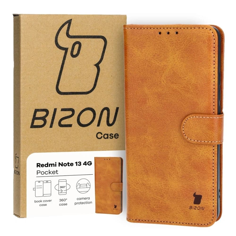 Etui z klapką Bizon Case Pocket do Xiaomi Redmi Note 13 4G hnědé