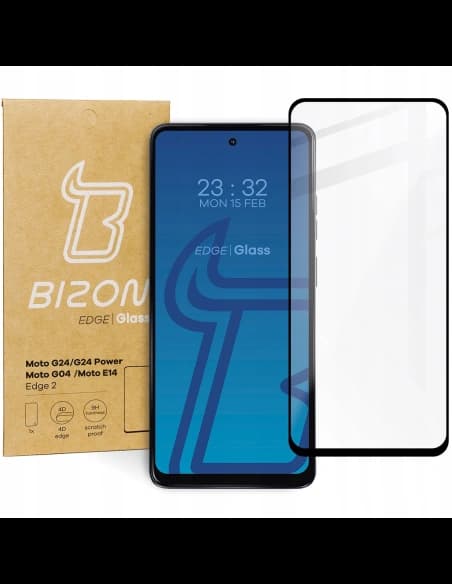 Bizon Glass Edge 2 Motorola Moto G04/G24/G24 Power/E14 black