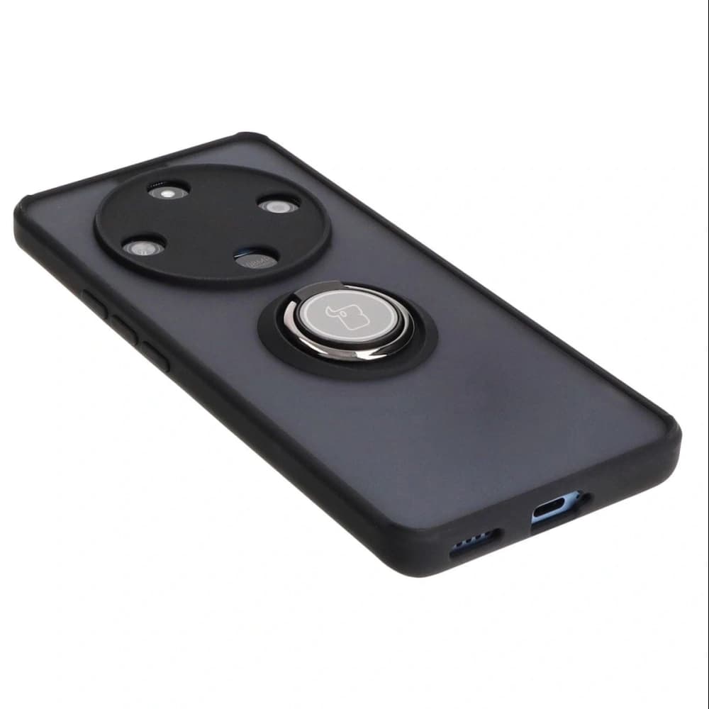 Bizon Ring Hybrid Case Honor Magic6 Lite fumuriu cu un cadru negru - 4