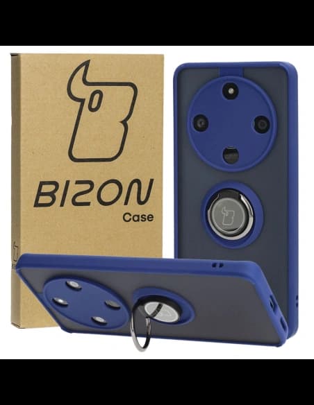 Bizon Case Hybrid Gyűrű Honor Magic6 Lite füstös színű, sötétkék kerettel