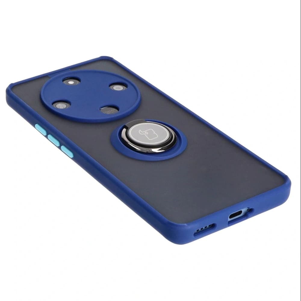 Bizon Case Hybrid Ring Honor Magic6 Lite fumuriu cu un cadru bleumarin - 4