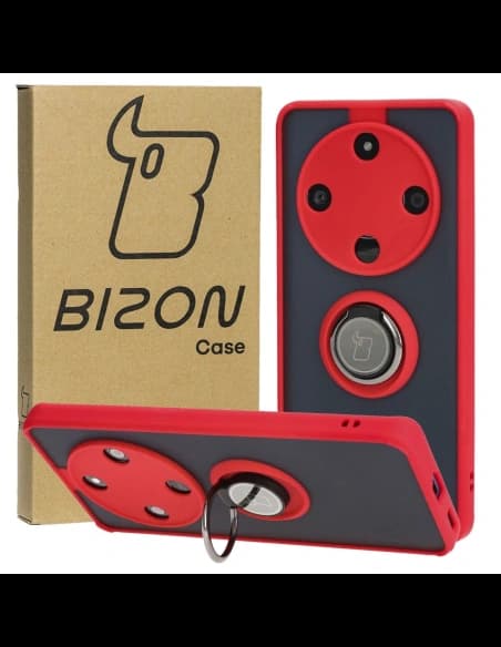 Bizon Case Hybrid Gyűrű Honor Magic6 Lite füstös piros kerettel