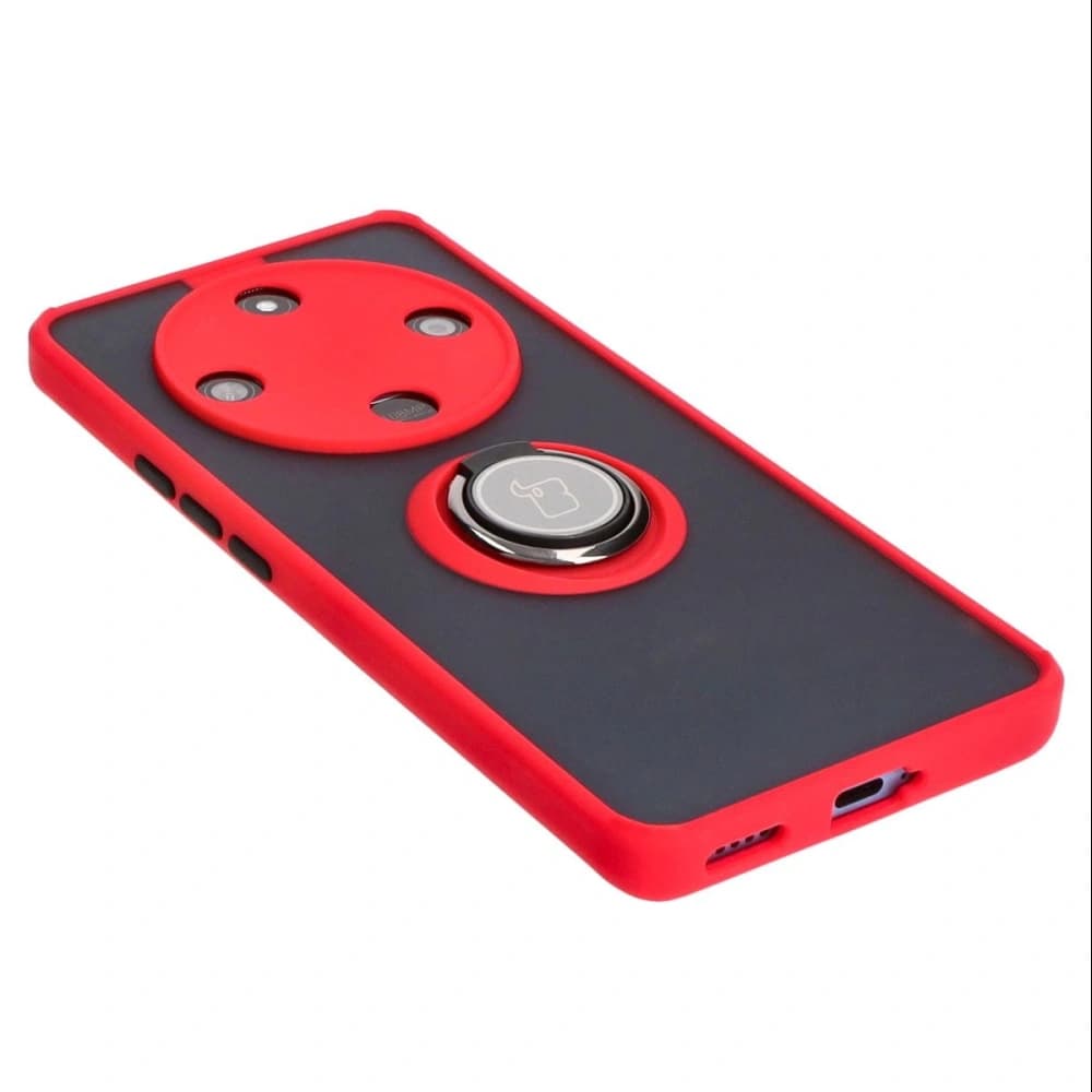 Bizon Case Hybrid Ring Honor Magic6 Lite fumuriu cu un cadru roșu - 4