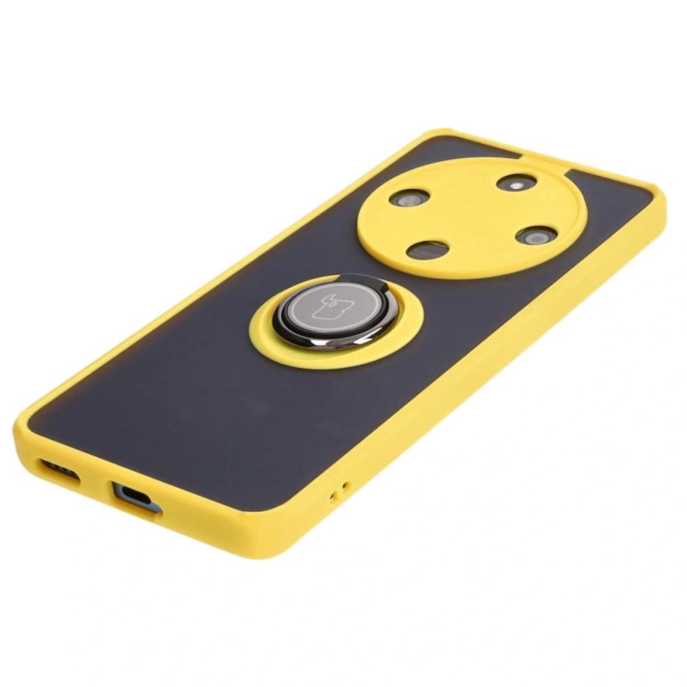 Husa hibridă Bizon Case Ring Honor Magic6 Lite fumurie cu un cadru galben. - 3