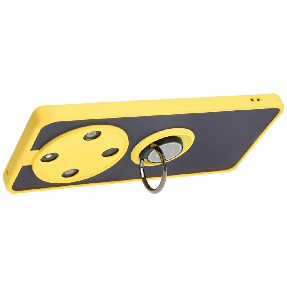 Husa hibridă Bizon Case Ring Honor Magic6 Lite fumurie cu un cadru galben. - 5