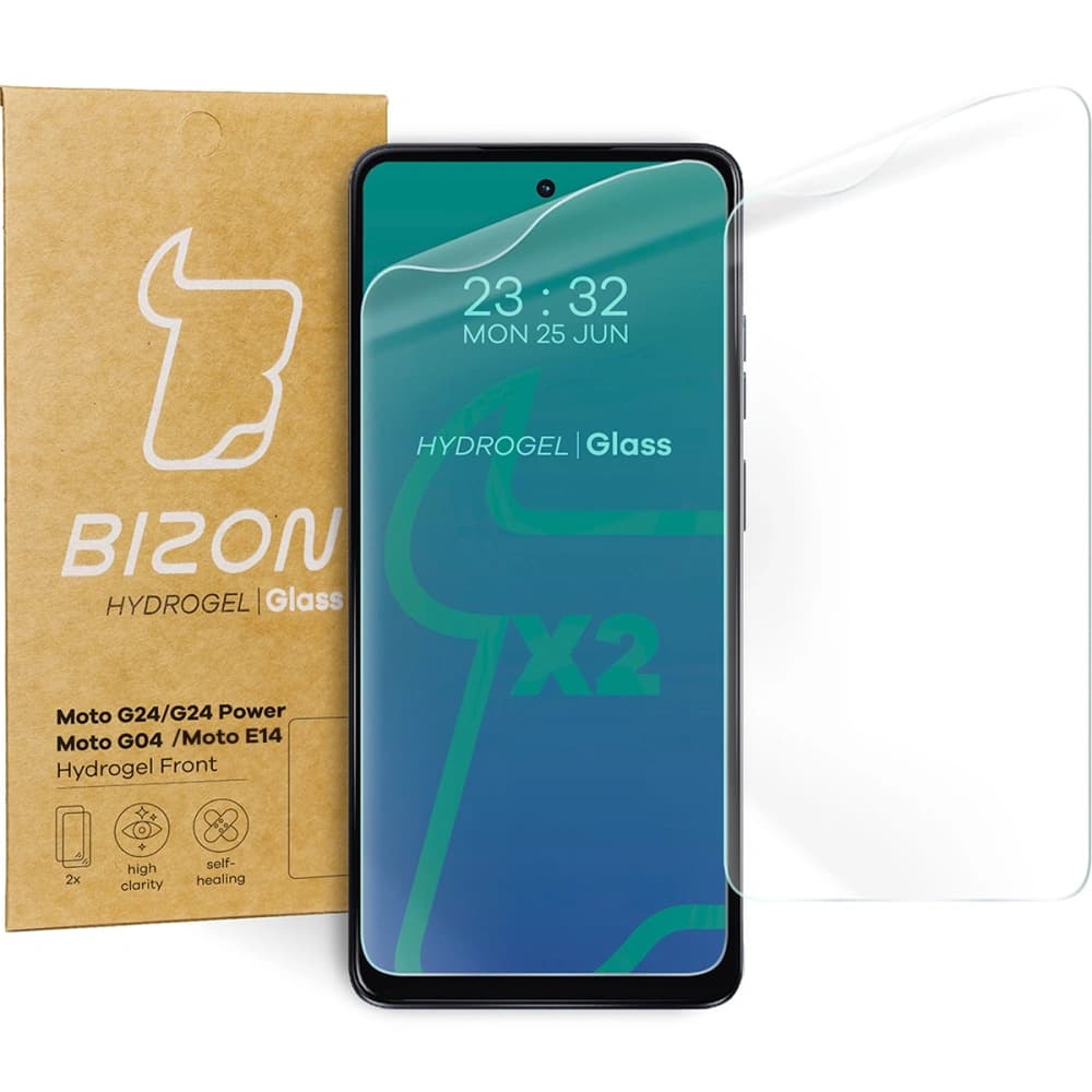Bizon Glass Hydrogel Front Motorola Moto G04/G24/G24 Power/E14 [2 PACK] - 1