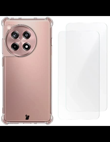 Bizon Case Clear Pack carcasă + 2x folie de protecție pentru ecran OnePlus 12R transparentă