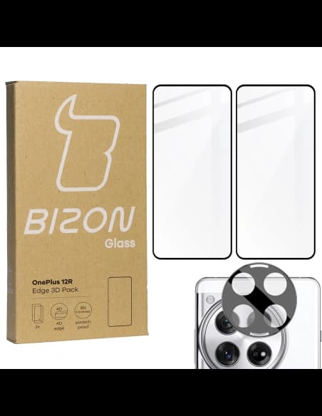 BIZON Edge 3D 2x sticlă pentru ecran + sticlă pentru cameră OnePlus 12R