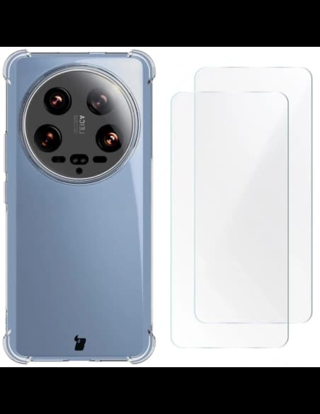 Bizon Case Clear Pack tok + 2x kijelzőfólia Xiaomi 14 Ultra tiszta