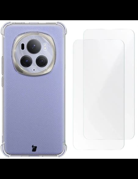 Bizon Case Clear Pack carcasa + 2x film protector pentru ecran Honor Magic6 Pro transparent