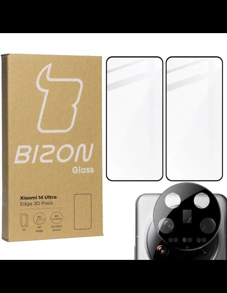 BIZON Edge 3D 2x képernyő üveg + kamera üveg Xiaomi 14 Ultra