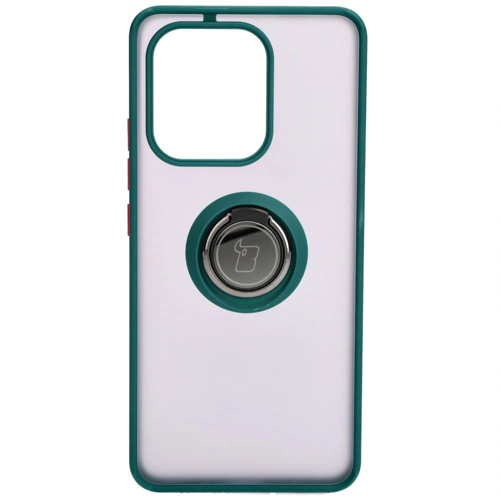 Bizon Case Hybrid Ring Xiaomi Redmi Note 13 4G rauchig mit einem dunkelgrünen Rahmen - 2