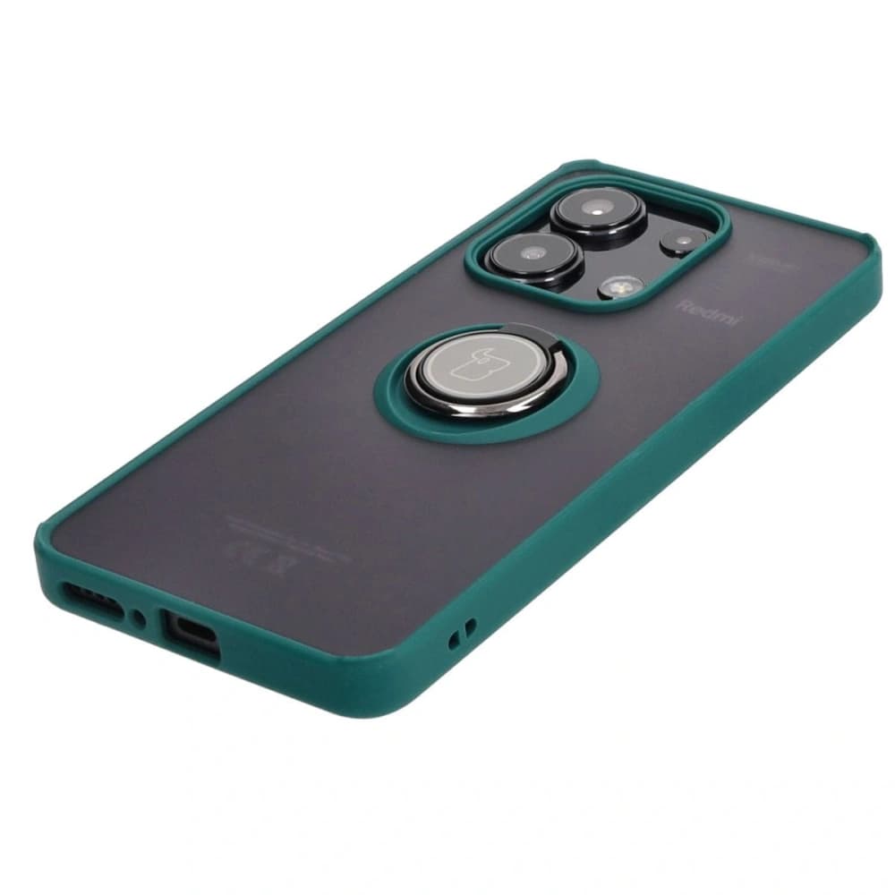 Bizon Case Hybrid Ring Xiaomi Redmi Note 13 4G rauchig mit einem dunkelgrünen Rahmen - 3