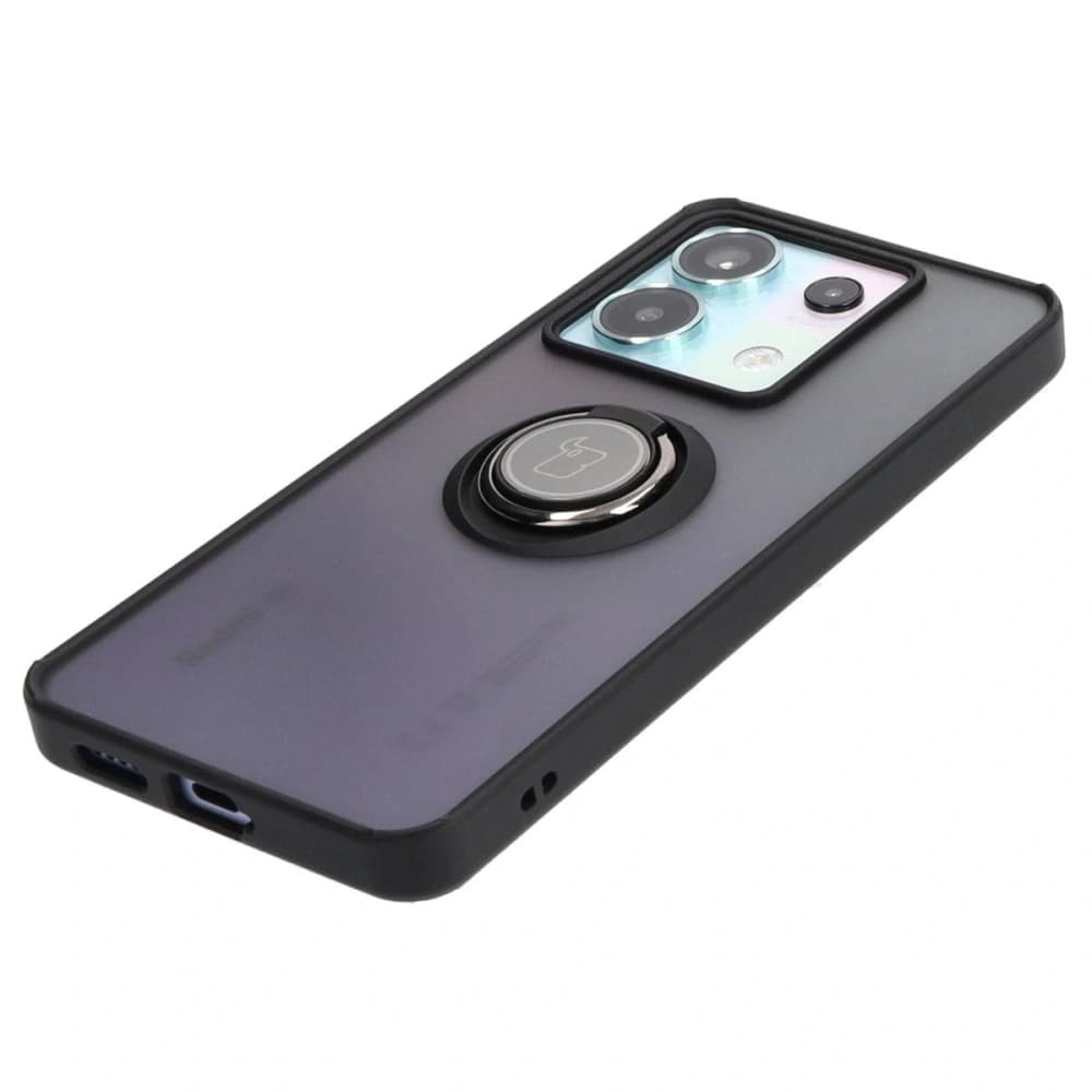 Etui s úchytem na prst Bizon Case Hybrid Ring pro Xiaomi Poco X6 / Xiaomi Redmi Note 13 Pro 5G kouřové s černým rámečkem - 3