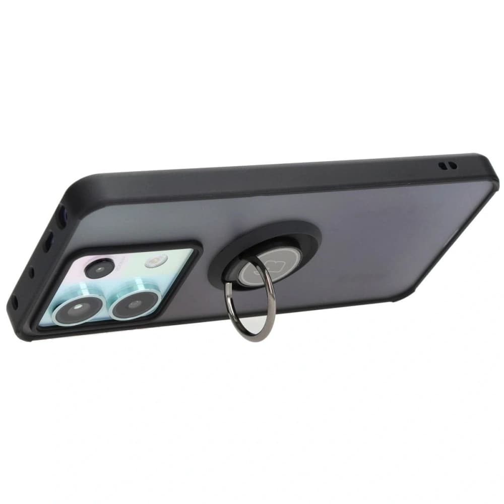 Etui s úchytem na prst Bizon Case Hybrid Ring pro Xiaomi Poco X6 / Xiaomi Redmi Note 13 Pro 5G kouřové s černým rámečkem - 5