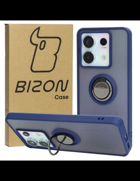 Bizon Case Hybrid Ring Xiaomi Poco X6 / Xiaomi Redmi Note 13 Pro 5G smoky with a navy blue frame