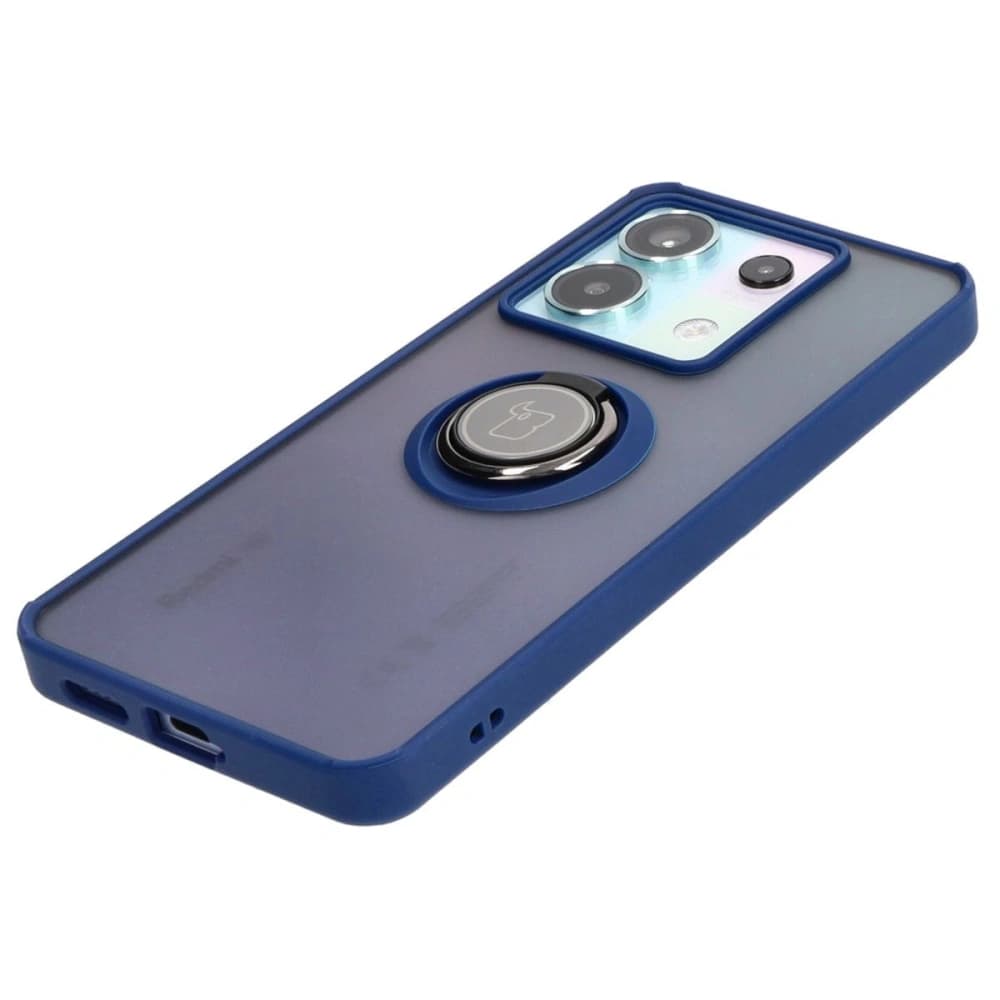 Bizon Case Hybrid Ring Xiaomi Poco X6 / Xiaomi Redmi Note 13 Pro 5G smoky with a navy blue frame - 3