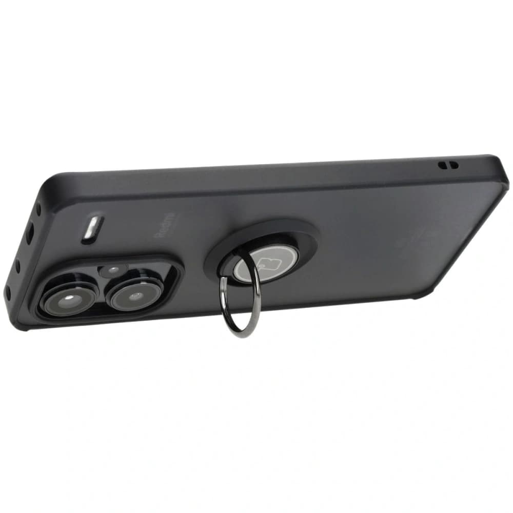 Bizon Case Hybrid Ring Xiaomi Redmi Note 13 Pro+ 5G fumuriu cu un cadru negru - 5
