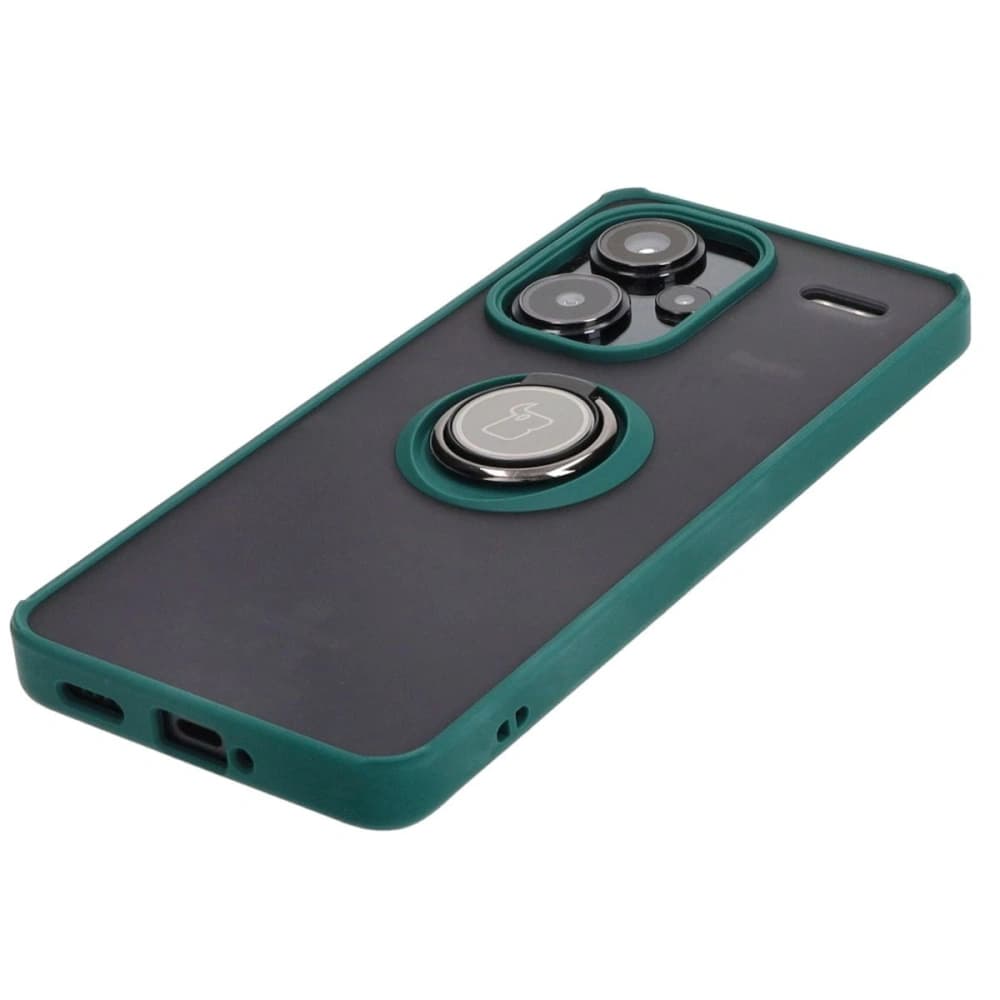 Bizon Case Hybrid Ring Xiaomi Redmi Note 13 Pro+ 5G fumuriu cu un cadru verde închis - 3