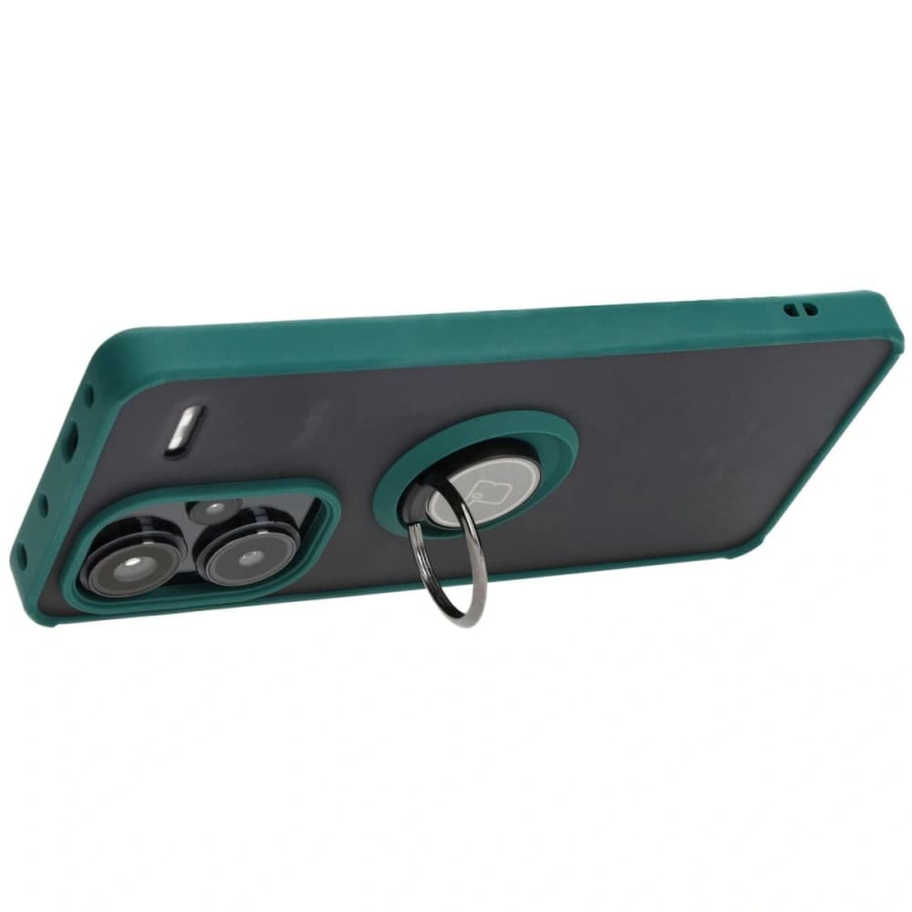 Bizon Case Hybrid Ring Xiaomi Redmi Note 13 Pro+ 5G fumuriu cu un cadru verde închis - 5