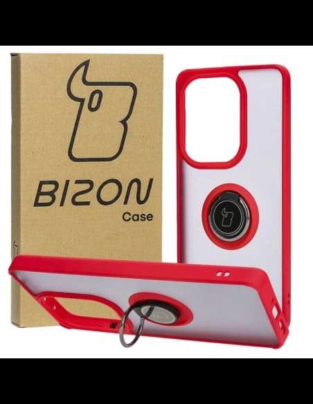 Bizon Case Hybrid Ring Xiaomi Poco M6 Pro 4G / Xiaomi Redmi Note 13 Pro 4G fumuriu cu un cadru roșu