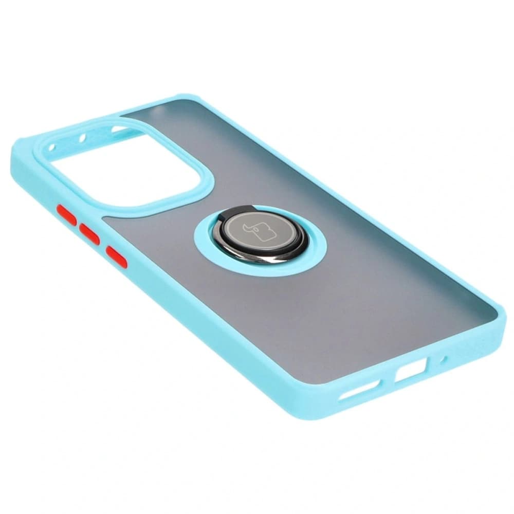 Bizon Case Hybrid Ring Xiaomi Poco M6 Pro 4G / Xiaomi Redmi Note 13 Pro 4G fumuriu cu un cadru albastru deschis - 4