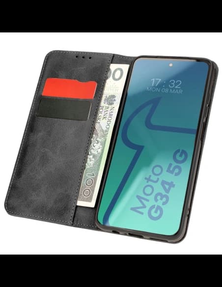 Etui s klopnou Bizon Case Pocket Pro pro Motorola Moto G34 5G černé