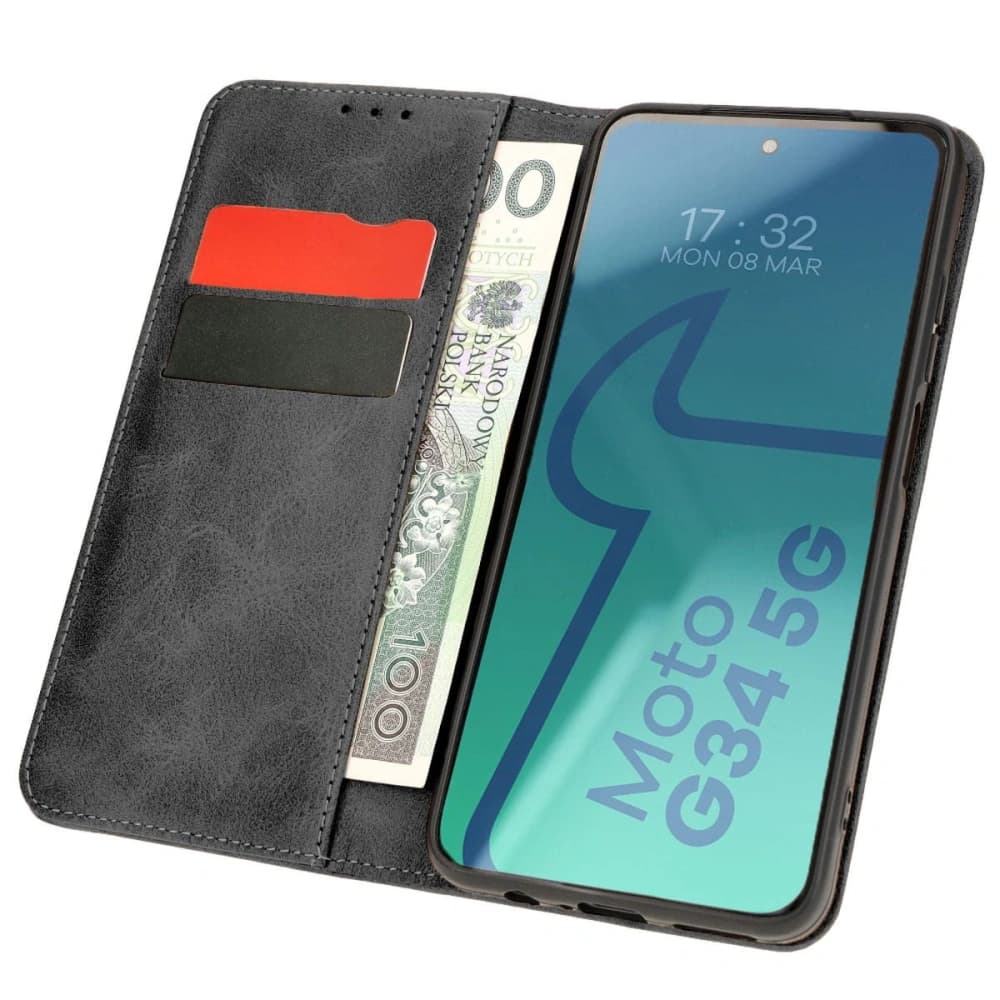 Etui s klopnou Bizon Case Pocket Pro pro Motorola Moto G34 5G černé