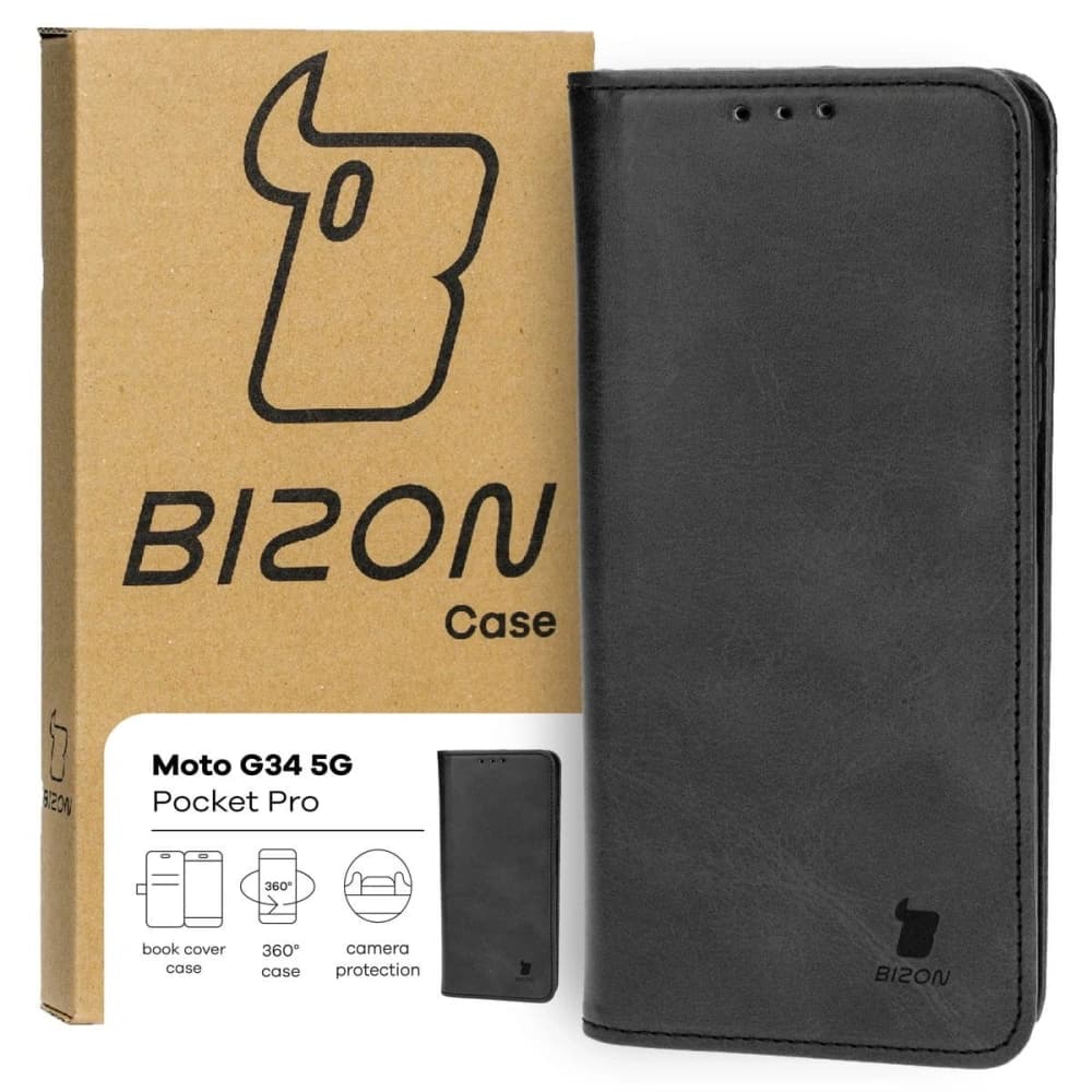 Etui s klopnou Bizon Case Pocket Pro pro Motorola Moto G34 5G černé - 2