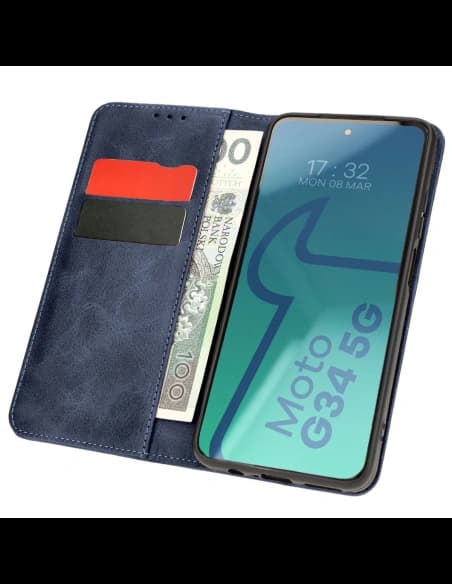 Etui z klapką Bizon Case Pocket Pro do Motorola Moto G34 5G modré