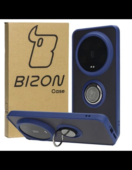 Bizon Case Hybrid Ring Xiaomi 14 Ultra füstös, sötétkék kerettel