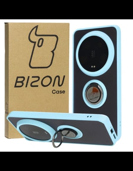 Bizon Case Hybrid Ring Xiaomi 14 Ultra füstös, világoskék kerettel