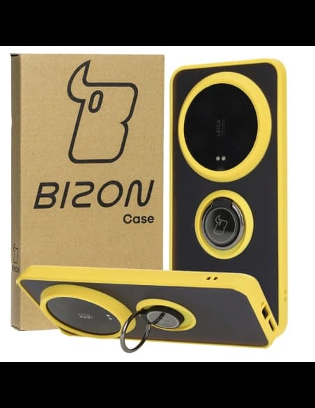 Bizon Case Hybrid Ring Xiaomi 14 Ultra füstös sárga kerettel