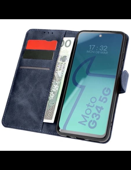 Etui z klapką Bizon Case Pocket do Motorola Moto G34 5G modré