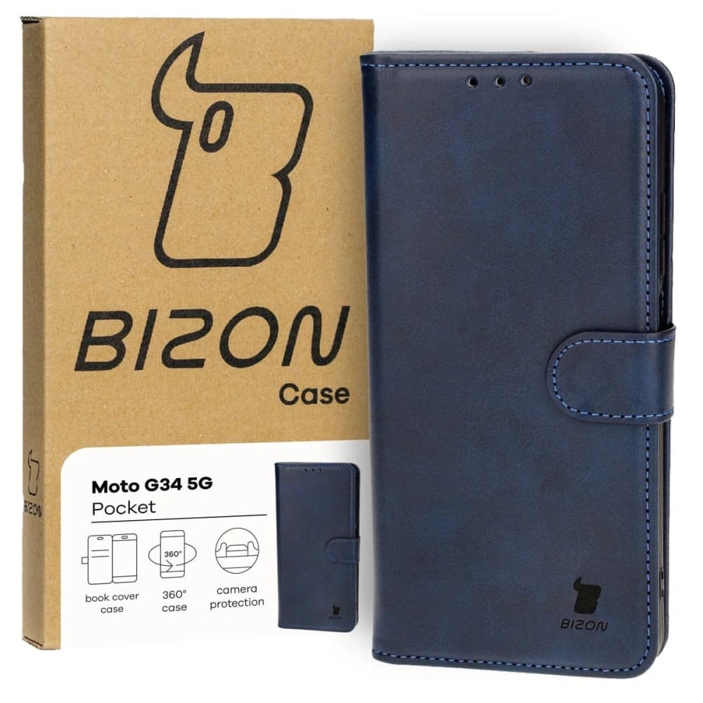 Etui z klapką Bizon Case Pocket do Motorola Moto G34 5G modré - 2